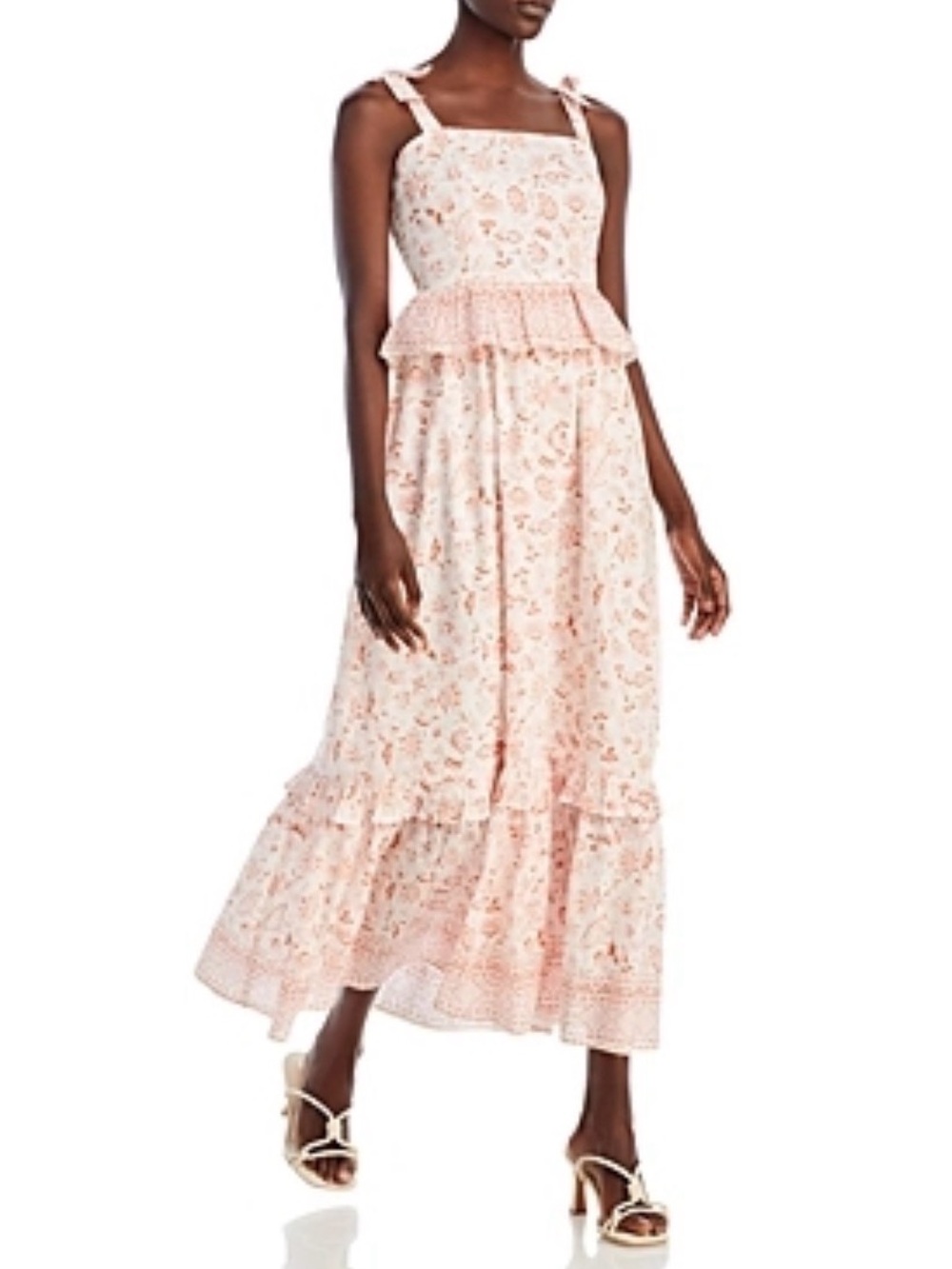 Bila 77 Via Marisol Maxi Dress L Clay Floral Smocked Cotton Cottagecore
